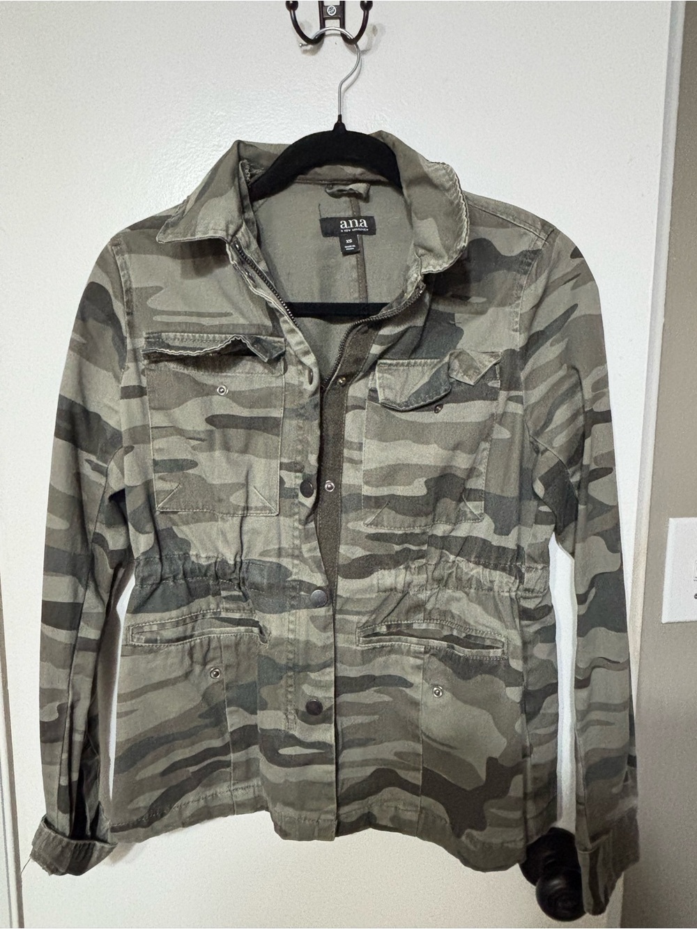 a.n.a Olive Green Camo Drawstring Utility Jacket